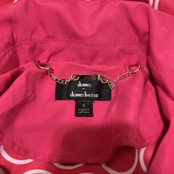 Dennis Basso Zip Up Raincoat Pink with Removable Hood Lined Women’s S - Picture 2 of 6